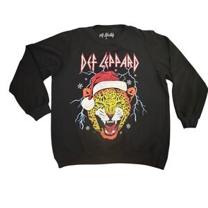 Def Leppard Christmas Graphic Sweatshirt Black Rock Band Holiday XL